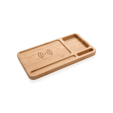 Logotrade promotional item picture of: Bamboo desk organiser 5W wireless charger